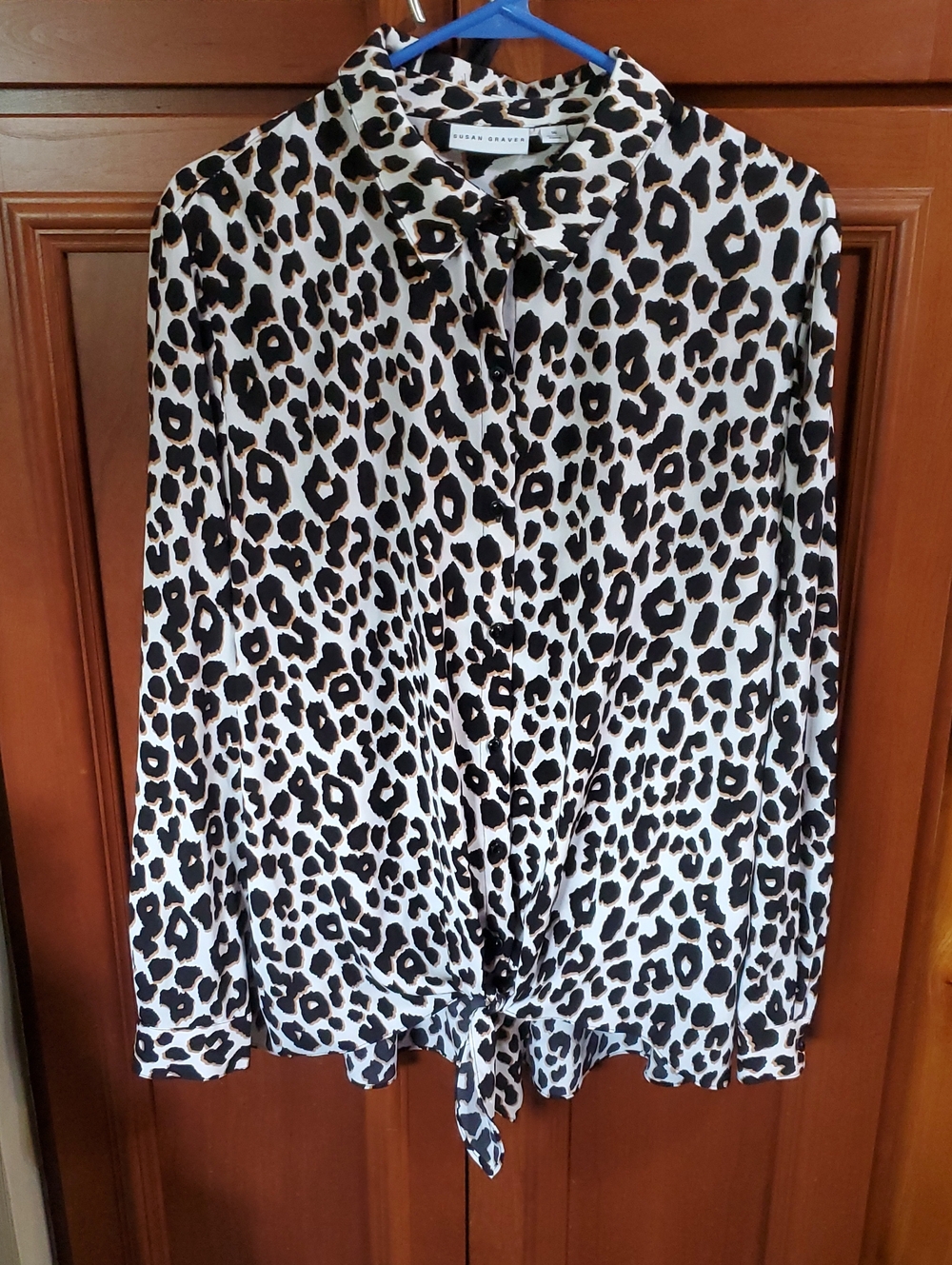 Susan Graver Leopard Print Button Down Top